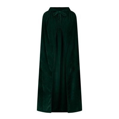 Ruziyoog Medieval Velvet Cloak for Women Wraps Elegant Hooded Wedding Cloak Winter Cape Witch Party Unisex Full Length Robe Green