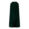 Ruziyoog Medieval Velvet Cloak for Women Wraps Elegant Hooded Wedding Cloak Winter Cape Witch Party Unisex Full Length Robe Green view 1