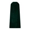 Ruziyoog Medieval Velvet Cloak for Women Wraps Elegant Hooded Wedding Cloak Winter Cape Witch Party Unisex Full Length Robe Green view 3
