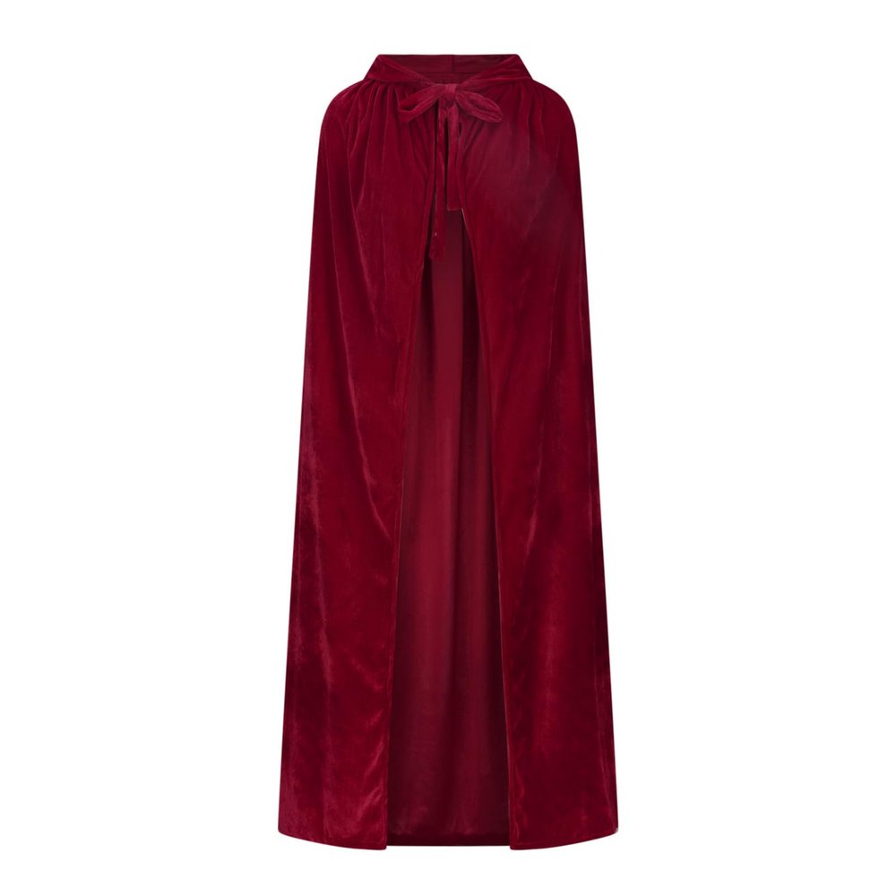 Ruziyoog Medieval Velvet Cloak for Women Wraps Elegant Hooded Wedding Cloak Winter Cape Witch Party Unisex Full Length Robe Wine