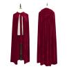 Ruziyoog Medieval Velvet Cloak for Women Wraps Elegant Hooded Wedding Cloak Winter Cape Witch Party Unisex Full Length Robe Wine view 2