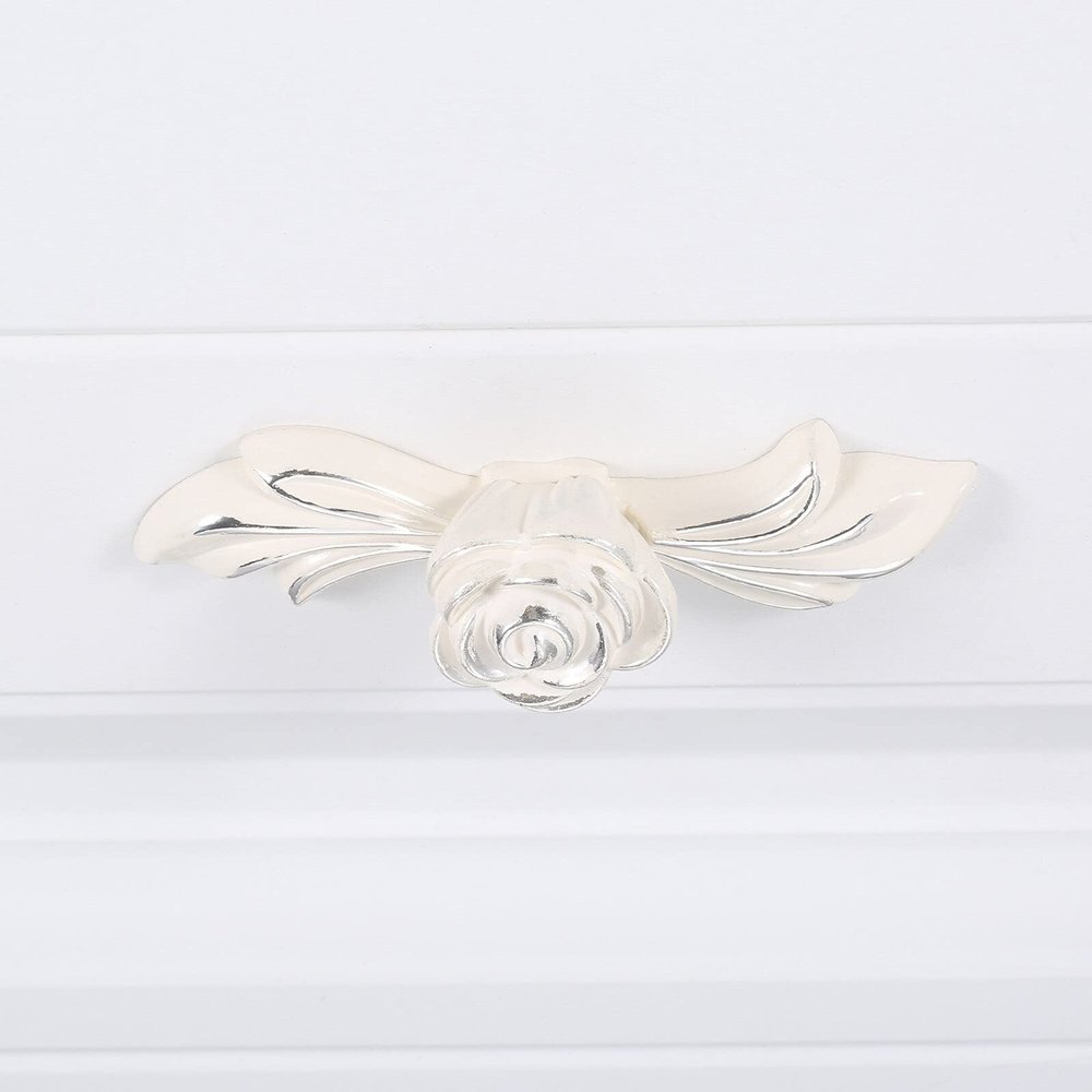 Southst 1 PC Wardrobe Cupboard Door Pull Drawer Knobs 64mm European White Flower Kit Cabinet Furniture Handles Home Decor