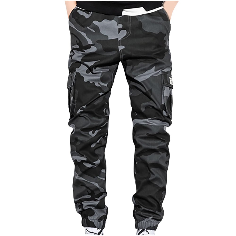Camo Cargo Jogger Pants for Men Casual Jogging Sport Pants Fashion Y2K Street Style Techwear Cinch Bottom Sweatpants