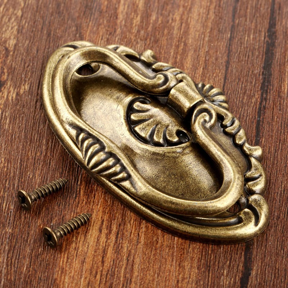 Southst Drawer Cabinet Jewelry Box Decorative Handles Pulls Knob 78x43mm Antique Bronze Furniture Handle Furniture Hardware with Screws