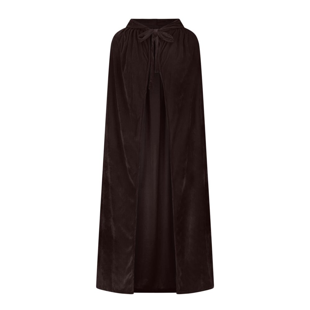 Ruziyoog Medieval Velvet Cloak for Women Wraps Elegant Hooded Wedding Cloak Winter Cape Witch Party Unisex Full Length Robe Brown