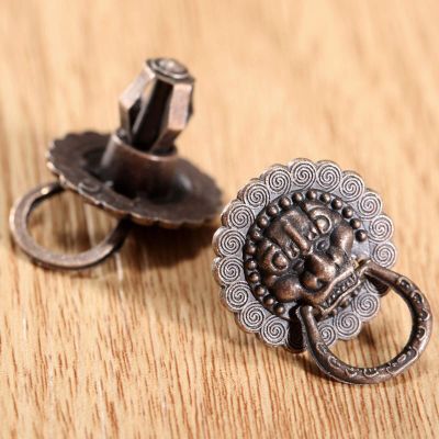 Southst 2Pcs Vintage Metal Furniture Door Knob Ring Cabinet Dresser Drawer Pull Handle Antique Brass Cabinet Knobs and Handles