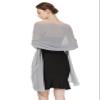 BEAUZSUZSANA Women Chiffon Shawls and Wraps for Evening Dresses Wedding Party Travel Scarves Pashmina Bikini Cover Up (Silver) view 2