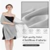 BEAUZSUZSANA Women Chiffon Shawls and Wraps for Evening Dresses Wedding Party Travel Scarves Pashmina Bikini Cover Up (Silver) view 3