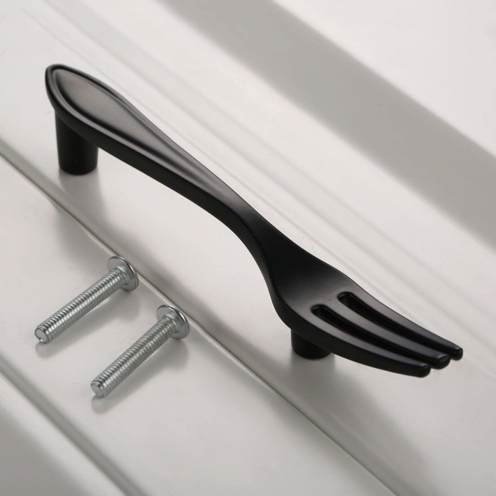 Southst Spoon Knife Fork Creative Kit Cupboard Drawer Handle Cabinet Handles and Knobs Closet Table Drawer Pulls Furniture Hardware - (Color: B)