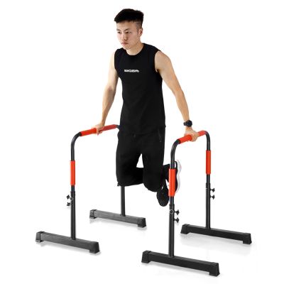 GGZONE Adjustable Dip Bars Strength Training Fitness Dip Stand Station for Home Gym, Functional Full Body Exercise Parallel Bars for Tricep Dips, Pull-Ups