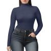 YumiDay Womens Mock Turtleneck Long Sleeve Shirts(deep Blue,M) view 1