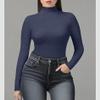 YumiDay Womens Mock Turtleneck Long Sleeve Shirts(deep Blue,M) view 4