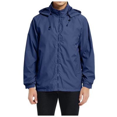 Mens Waterproof Mountain Waterproof Ski Hoodie Jacket Casual Lightweight Windproof Rain Jackets Outdoor Hiking Camp Raincoat Windbreaker Dark Blue