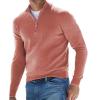 GOKKILRW Mens Slim Fit Polo Sweater 1/4 Zip Up Cashmere Pullover Long Sleeve Lightweight Mock Neck Running Athletic Workout Quarter Zip Fleece Sweatshirts Jackets Pink view 1
