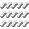 BOOPH 15Pcs Kids Socks for Boy Girls Low Cut Athletic Ankle Socks 4-6 Years White Gray view 1