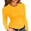 Afibi Women Ribbed Long Sleeve Crew Neck Slim Fit Stretchy Basic T Shirts Tops (Small, Yellow) view 1