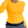 Afibi Women Ribbed Long Sleeve Crew Neck Slim Fit Stretchy Basic T Shirts Tops (Small, Yellow) view 2