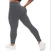 VOOVEEYA Curvy Womens Leggings, High Waisted Yoga Pants with Back Pockets, Tummy Control - Buttery Soft - Stretchy(Solid Dark Grey XL) view 1