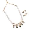 Indian Bollywood Pearl Beaded Bridal Piece Gold Plated Kundan With Painting Tumbled Women Choker Necklace Set (Green) view 1