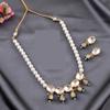 Indian Bollywood Pearl Beaded Bridal Piece Gold Plated Kundan With Painting Tumbled Women Choker Necklace Set (Green) view 3