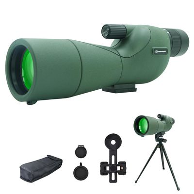 HuanQiuSensmart 25-75x60 Birdwatching Telescope, Single Eye Zoom, BAK4 Eyepiece, Waterproof, with Tripod Phone Adapter, for Birdwatching and Wildlife Observation