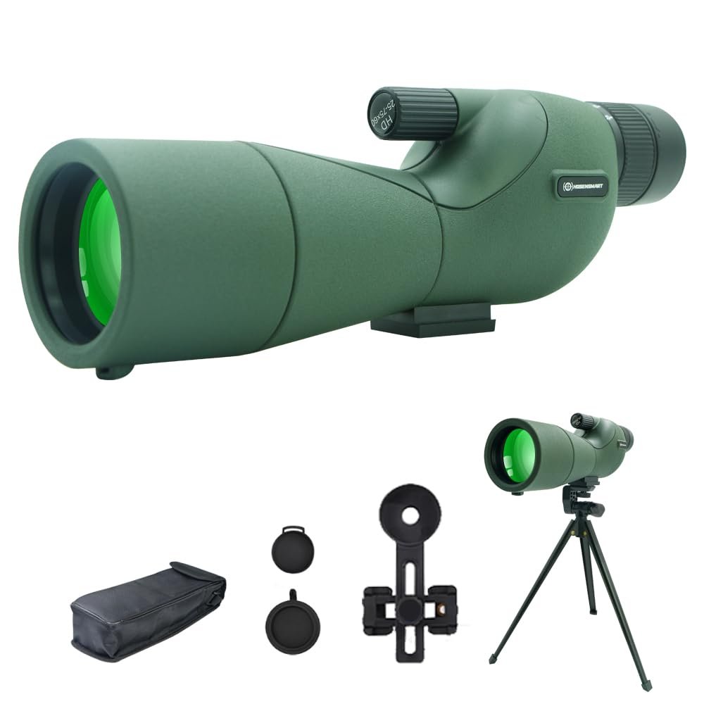 HuanQiuSensmart 25-75x60 Birdwatching Telescope, Single Eye Zoom, BAK4 Eyepiece, Waterproof, with Tripod Phone Adapter, for Birdwatching and Wildlife Observation