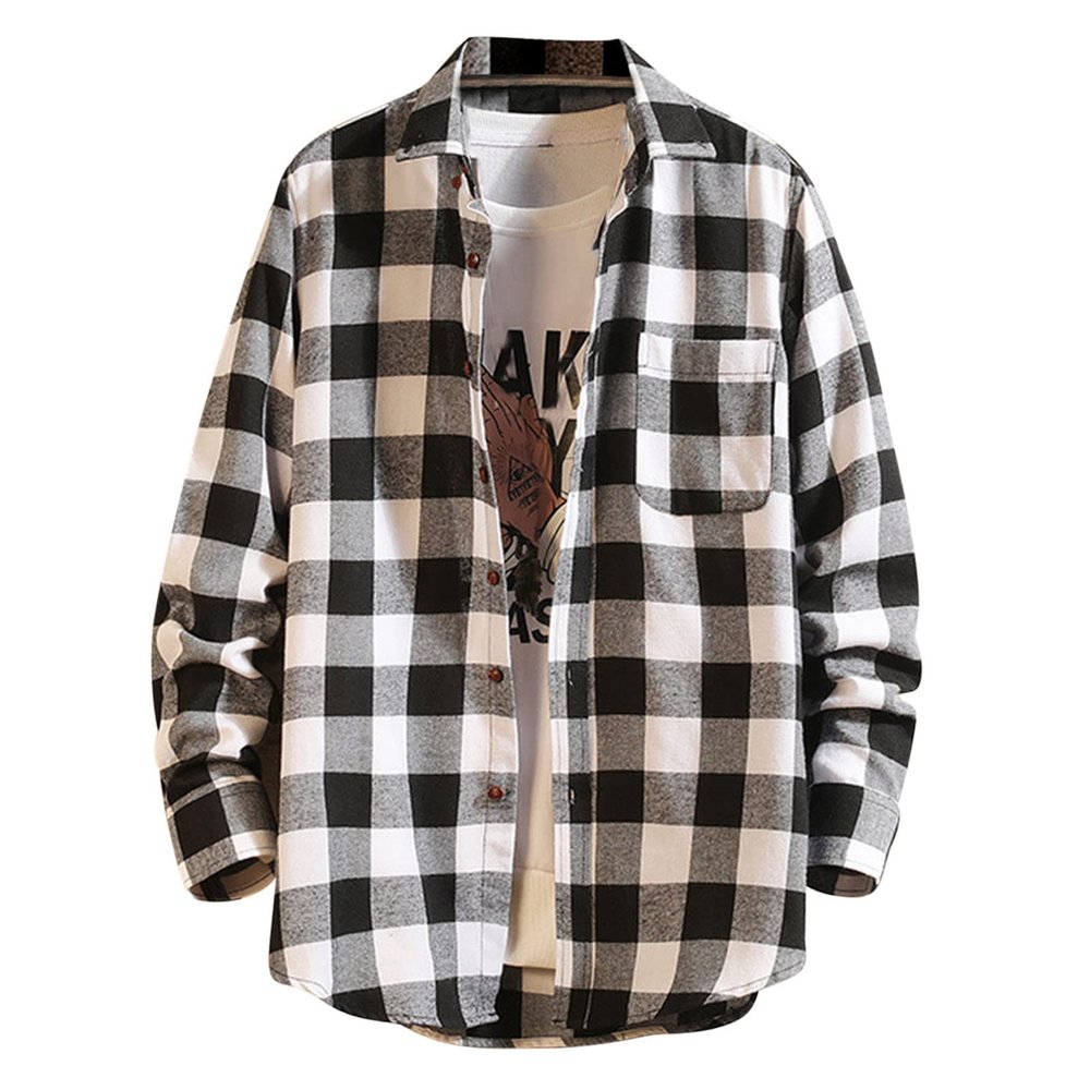Deals of The Day Clearance Prime Long Sleeve Hawaiian Shirt Men Shirt 2023 Regular Fit Plaid Button Down Long Sleeve Shirts Casual Work Dress T Shirt Spring Chambray Tees White 4X