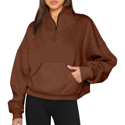 Wangxldd Women's Autumn Winter Casual Fashion Uniform Tops Long Sleeve Half Zip Simple Elegant Tops T-Shirt Top for Women