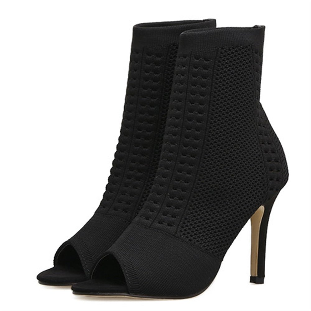 CcacHe Women's Knit Sock Ankle Boots Fashion Elastic Open Toe Slip On Stiletto High Heels Ladies Comfy Pointed Toe Stretch Lightweight Sandals(7 US)