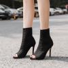 CcacHe Women's Knit Sock Ankle Boots Fashion Elastic Open Toe Slip On Stiletto High Heels Ladies Comfy Pointed Toe Stretch Lightweight Sandals(7 US) view 3