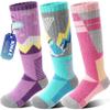 ANTSANG Kids Merino Wool Ski Socks for Girls Boys Teen Thermal Thick Warm Winter Hiking Knee High Stocking Stuffers Socks for Skiing Snowboarding(Skate B,8-12 Y) view 1