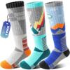 ANTSANG Kids Merino Wool Ski Socks for Girls Boys Teen Thermal Thick Warm Winter Hiking Knee High Stocking Stuffers Socks for Skiing Snowboarding(Skate A,12-15 Y) view 1
