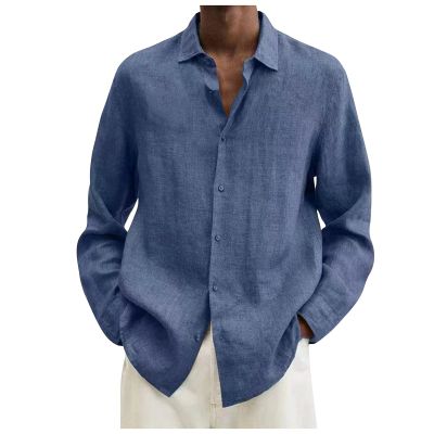Long Sleeve Shirts for Men, Men's Dress Shirt Solid Color Slim Fit Casual Business Formal Button Down Shirts Up Mens White Shirt Young Men Shirts Camisa Negra Hombre Manga Larga (5XL, Dark Blue)