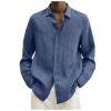 Long Sleeve Shirts for Men, Men's Dress Shirt Solid Color Slim Fit Casual Business Formal Button Down Shirts Up Mens White Shirt Young Men Shirts Camisa Negra Hombre Manga Larga (5XL, Dark Blue) view 1