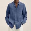 Long Sleeve Shirts for Men, Men's Dress Shirt Solid Color Slim Fit Casual Business Formal Button Down Shirts Up Mens White Shirt Young Men Shirts Camisa Negra Hombre Manga Larga (5XL, Dark Blue) view 2