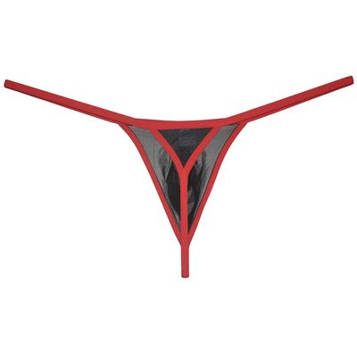 Jaxu Men's Gloss See-through Mini Thong Underwear Male Pouch Grape Smugglers G-string Underpants Sheer Mesh Tangas Black XL