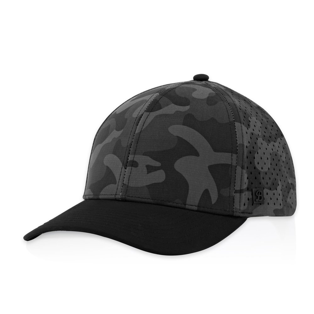 Billest Ivins Snapback Hat | Men's & Women's Fitted Baseball Cap | 6 Panel Blank Cap | Breathable & Lightweight | Outdoor | Running hat with Curved Brim - Black Camo