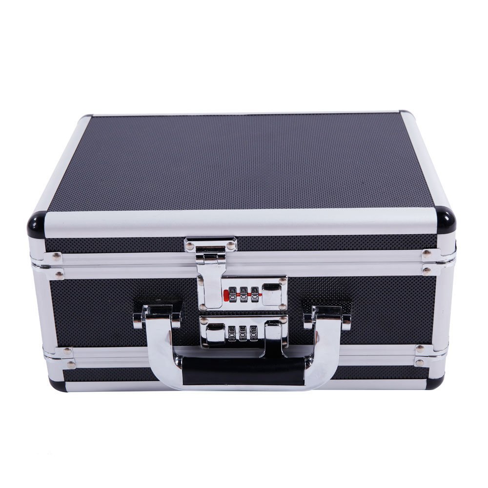 30 * 15 * 23cm Aluminum New Framed Locking Gun Pistol HandGun Lock Box Hard Storage Carry Case Black