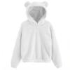 Womens Cute Hoodie Bear Ears Pullover Long Sleeve Fleece Fall Jacket Cropped Sweatshirts Fluffy Coat For Teen Girls White view 1