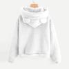 Womens Cute Hoodie Bear Ears Pullover Long Sleeve Fleece Fall Jacket Cropped Sweatshirts Fluffy Coat For Teen Girls White view 3