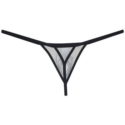 Jaxu Men's Gloss See-through Mini Thong Underwear Male Pouch Grape Smugglers G-string Underpants Sheer Mesh Tangas Light Gray M