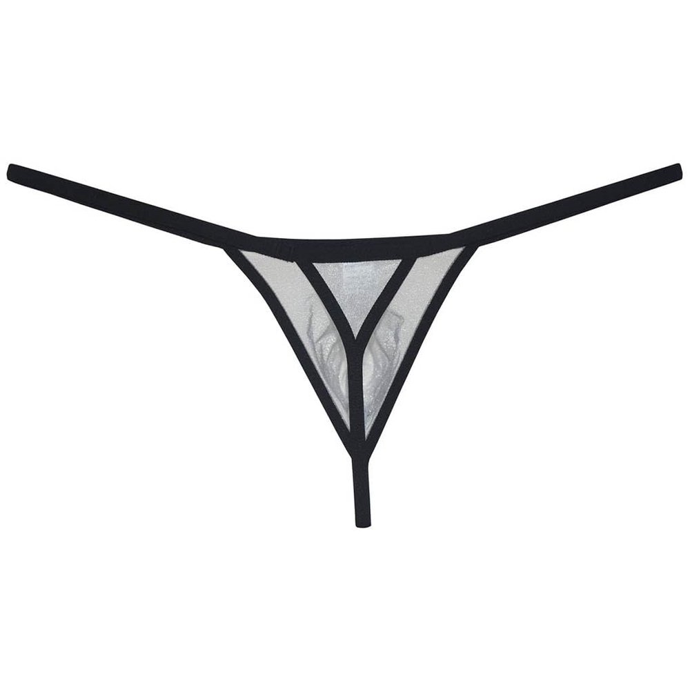 Jaxu Men's Gloss See-through Mini Thong Underwear Male Pouch Grape Smugglers G-string Underpants Sheer Mesh Tangas Light Gray M
