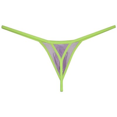 Jaxu Men's Gloss See-through Mini Thong Underwear Male Pouch Grape Smugglers G-string Underpants Sheer Mesh Tangas Purple M