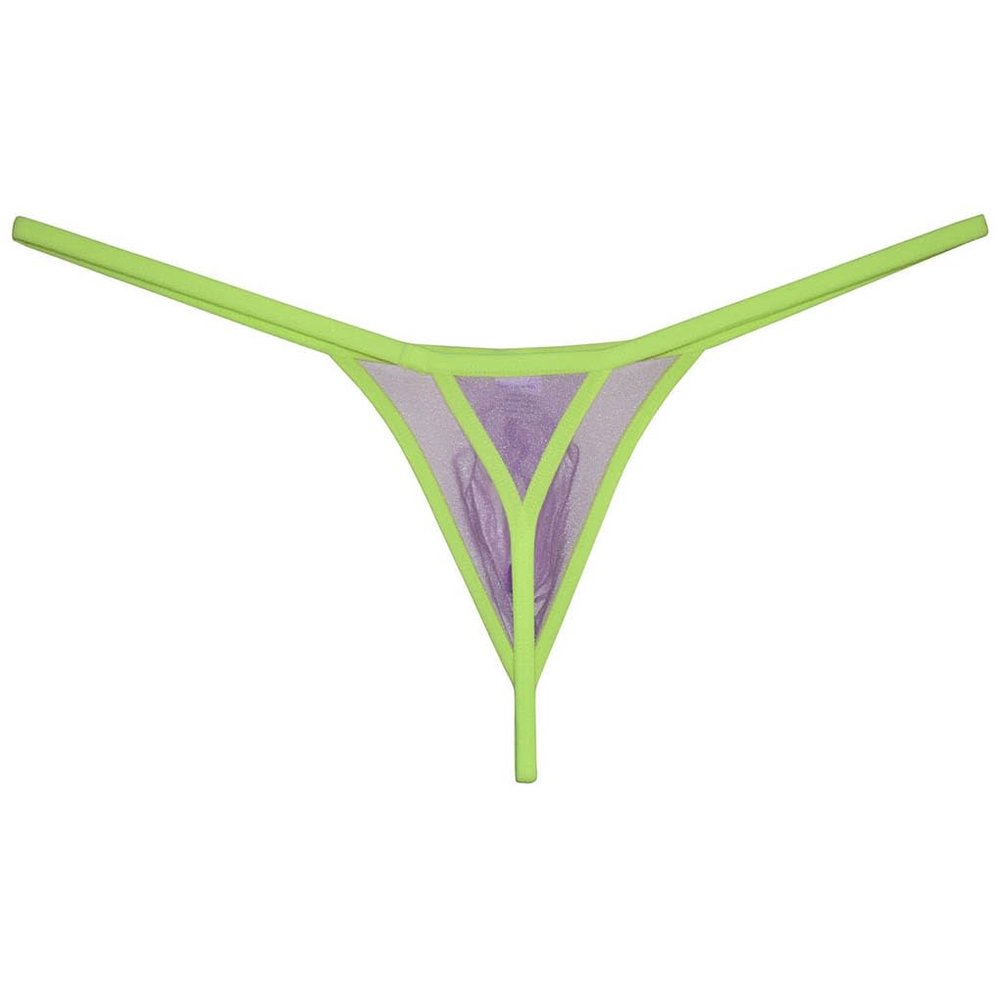 Jaxu Men's Gloss See-through Mini Thong Underwear Male Pouch Grape Smugglers G-string Underpants Sheer Mesh Tangas Purple M