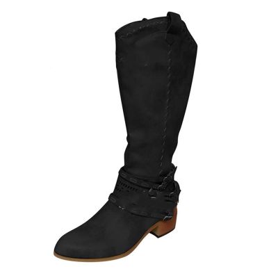 Ladmiple Cowboy Boots For Women White Knee High Cowboy Boots for Women, Fashion Western Pointed Toe Chunky Heel Pull-On Knee High Cowgirl Boots