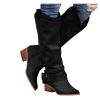 Ladmiple Cowboy Boots For Women White Knee High Cowboy Boots for Women, Fashion Western Pointed Toe Chunky Heel Pull-On Knee High Cowgirl Boots view 2