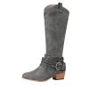 Ladmiple Cowboy Boots For Women Wide Width Cowgirl Boots for Women, Western Cowboy Boots for Women Knee High Tall Pointed Toe Pull On Zipper Stitching Chunky Heel Fashion Boots Grey view 1