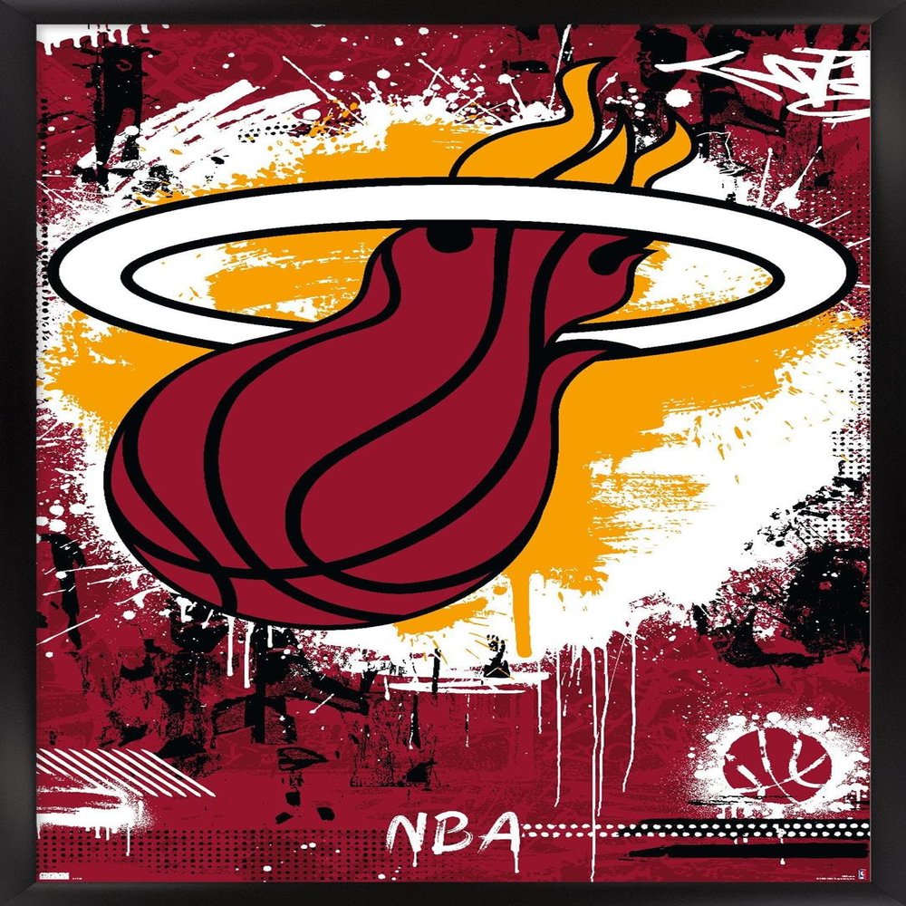 Trends International NBA Miami Heat - Maximalist Logo 23 Wall Poster, 34L x 22.4W, Black Framed Version