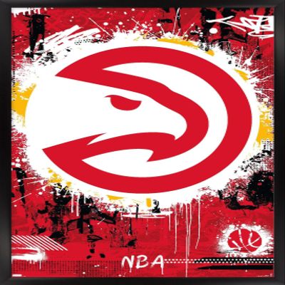 NBA Atlanta Hawks - Maximalist Logo 23 Wall Poster, 34L" x 22.4W", Black Framed Version