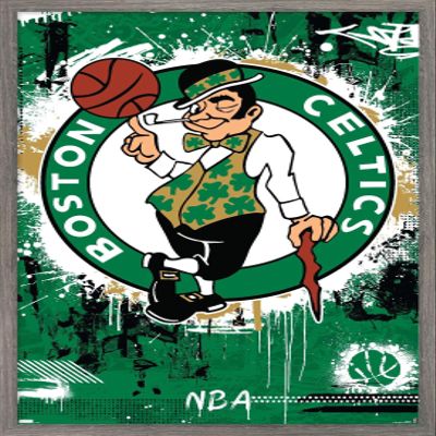 Trends International NBA Boston Celtics - Maximalist Logo 23 Wall Poster, 22.4L x 14.7W, Barnwood Framed Version